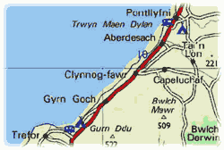 Map yn dangod lleoliad Clynnog Fawr