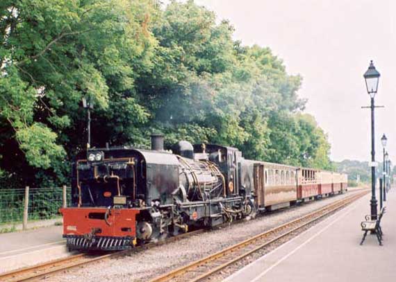 A Welsh Highland Railway train at Dinas station