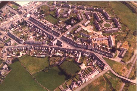 An aerial view of Penygroes in the 1980s
